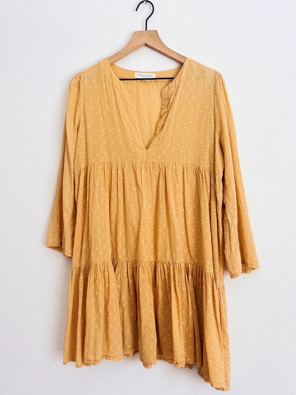 Emerson Fry India Collection Mustard Dot Tiered V-Neck Mini Dress